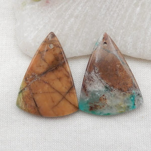 Chrysocolla Bead Triangle Earrings for DIY Making