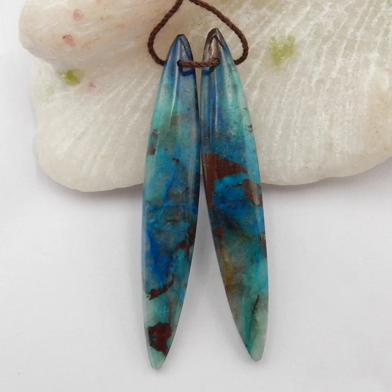 Chrysocolla Earrings Beads 54x8x4mm