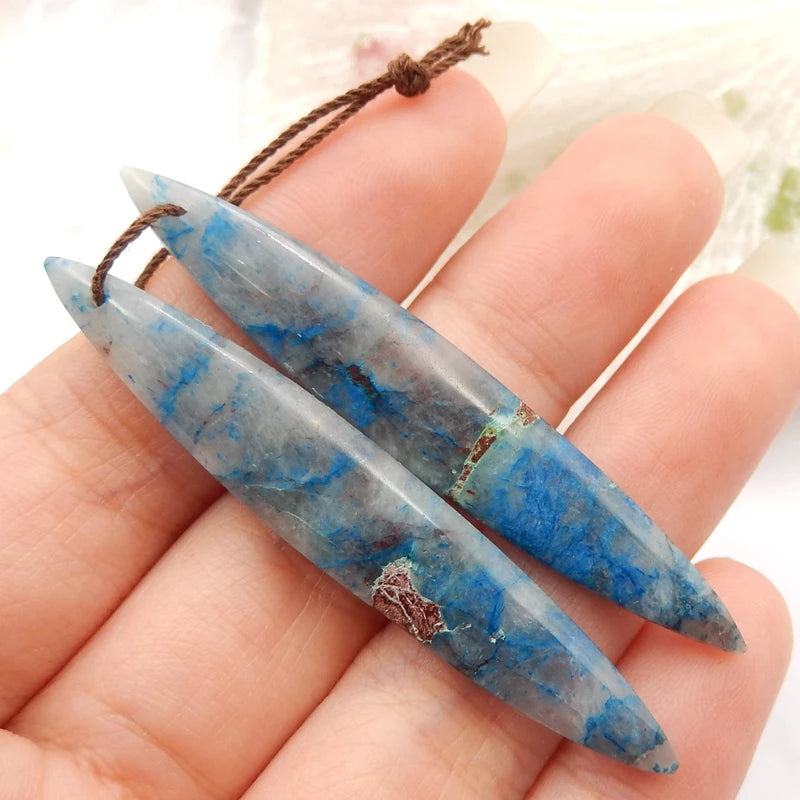 Chrysocolla Earrings Beads 55x8x4mm Semiprecious Stone Jewelry