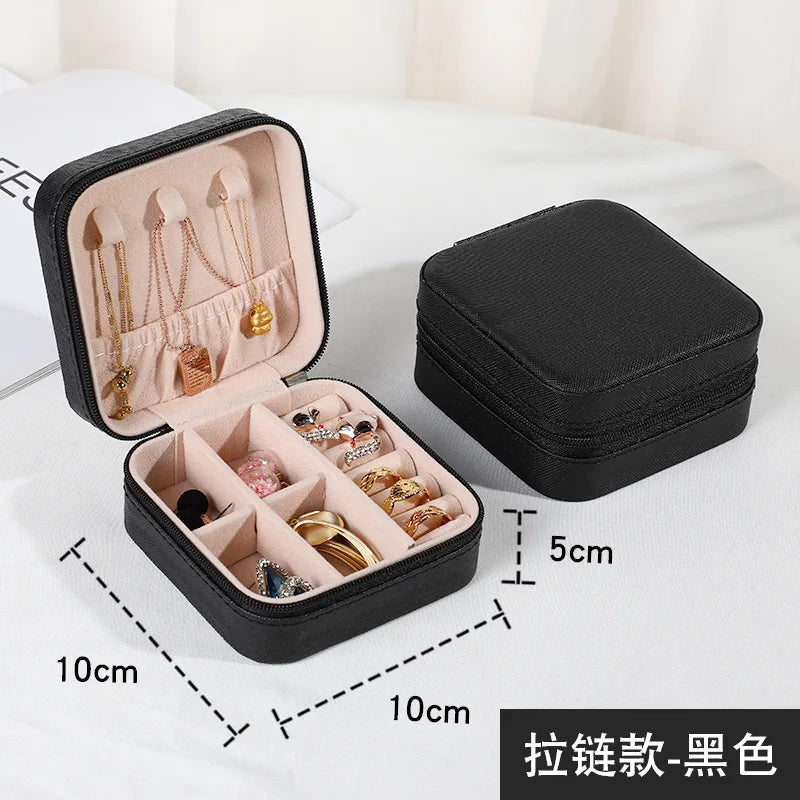 Portable Jewelry Box Storage Earrings Necklace Ring Organizer