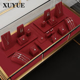 Wine Red Jewelry Display Rack for Rings, Necklaces, Earrings