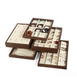 Walnut Grain Jewelry Display Tray for Rings, Necklaces, Earrings