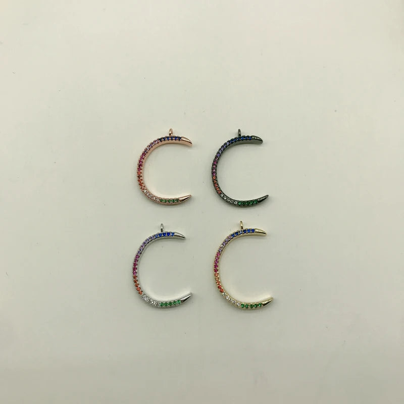C Charm Pendants Brass Micro Pave CZ