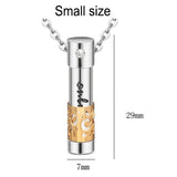 Stainless Steel Cylinder Memorial Urn Pendant Necklace Cremation