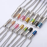 Stainless Steel Cylinder Memorial Urn Pendant Necklace Cremation