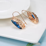 Crystal Oval Dangle Earrings 18K Vintage Boho Statement Women's Jewelry