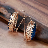 Crystal Oval Dangle Earrings 18K Vintage Boho Statement Women's Jewelry