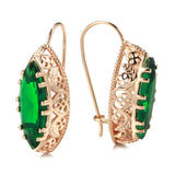 Crystal Oval Dangle Earrings 18K Vintage Boho Statement Women's Jewelry
