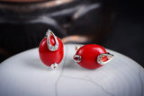 925 Silver Red Coral Earrings Sterling Silver Jewelry