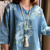 Wooden Bead Cross Tassel Necklace Female Accessories