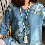 Wooden Bead Cross Tassel Necklace Female Accessories