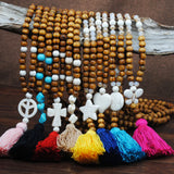 Bohemian Tassel Necklace Wood Bead Sweater Chain