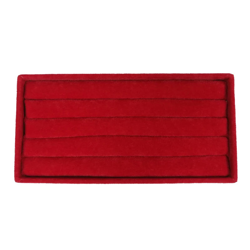 Red Velvet Ring Display Storage Tray 11*22*3cm