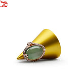 Conical Jewelry Ring Display Stand Metal Base Golden Props