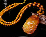 Amber Honey Pixiu Sweater Chain Pendant Necklace