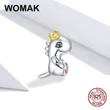 925 Sterling Silver Dinosaur Charm Crown Beads for Bracelet Pendant Women DIY