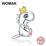 925 Sterling Silver Dinosaur Charm Crown Beads for Bracelet Pendant Women DIY