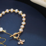 Natural Pearls Retro Bracelet with Little Bee Charm
