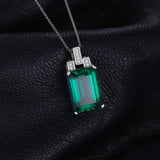Nano Emerald 925 Silver Pendant Necklace for Women Gemstone Choker