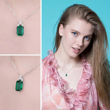 Nano Emerald 925 Silver Pendant Necklace for Women Gemstone Choker