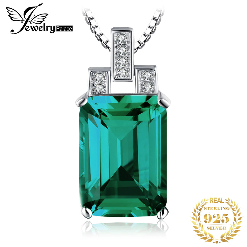 Nano Emerald 925 Silver Pendant Necklace for Women Gemstone Choker