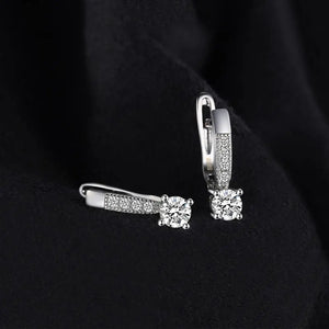 925 Silver CZ Clip Earrings Bridal Huggie