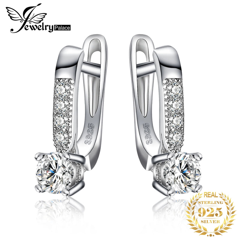 925 Silver CZ Clip Earrings Bridal Huggie