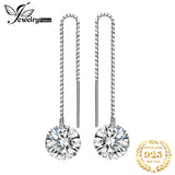 925 Silver CZ Diamond Long Drop Dangle Earrings
