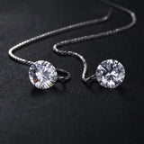 925 Silver CZ Diamond Long Drop Dangle Earrings