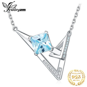 1.8ct Princess Cut Gemstone Pendant Necklace 925 Sterling Silver