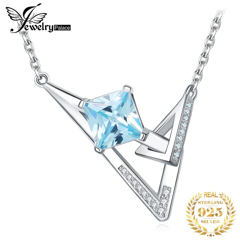1.8ct Princess Cut Gemstone Pendant Necklace 925 Sterling Silver