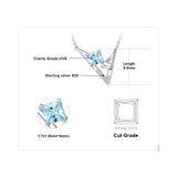1.8ct Princess Cut Gemstone Pendant Necklace 925 Sterling Silver