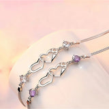 925 Silver Crystal Heart Bracelet Charms Wedding Jewelry