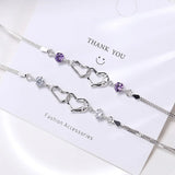 925 Silver Crystal Heart Bracelet Charms Wedding Jewelry