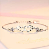 925 Silver Crystal Heart Bracelet Charms Wedding Jewelry