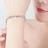 925 Silver Bracelet Purple Cubic Zirconia Retro Wedding 17CM+4CM