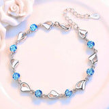 925 Silver Bracelet Purple Cubic Zirconia Retro Wedding 17CM+4CM