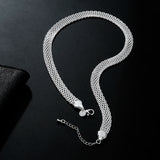 925 Sterling Silver Net Chain Necklace for Women Wedding
