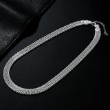 925 Sterling Silver Net Chain Necklace for Women Wedding