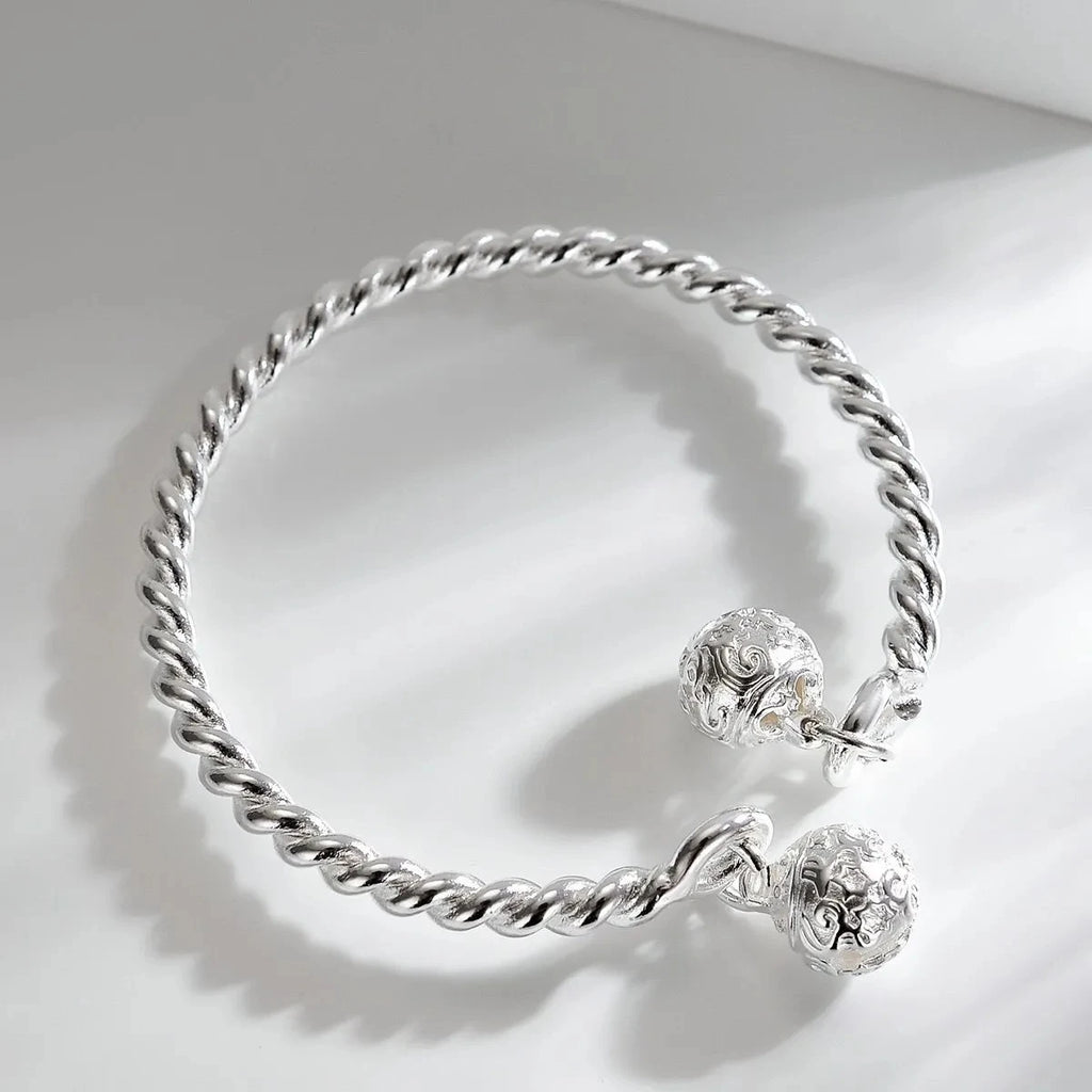 925 Silver Palace Bell Cuff Bangle for Woman Party Wedding Jewelry