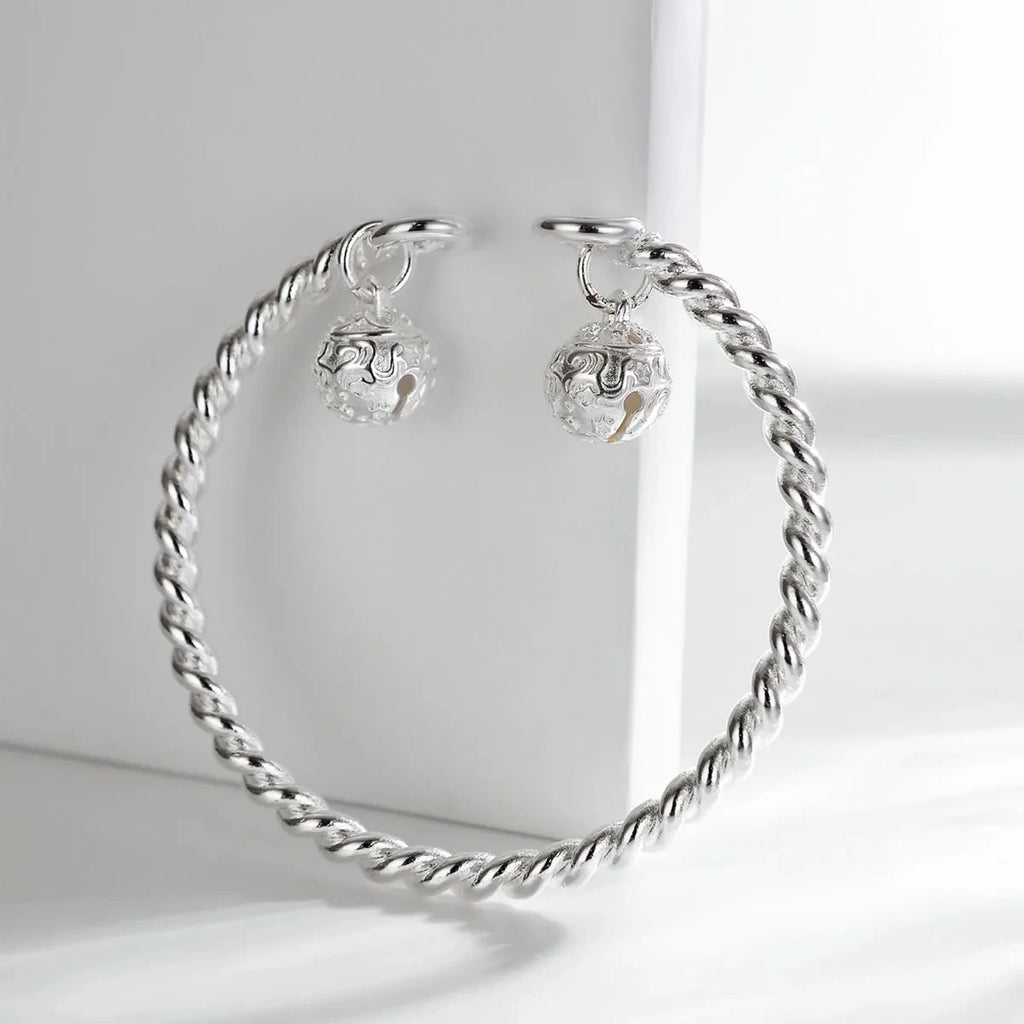 925 Silver Palace Bell Cuff Bangle for Woman Party Wedding Jewelry