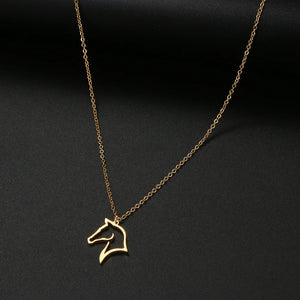 Stainless Steel Horse Necklace Hollow Animal Pendant For Woman Unisex Jewelry