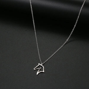 Stainless Steel Horse Necklace Hollow Animal Pendant For Woman Unisex Jewelry