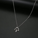 Stainless Steel Horse Necklace Hollow Animal Pendant For Woman Unisex Jewelry