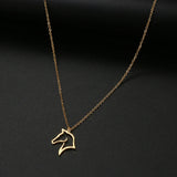 Stainless Steel Horse Necklace Hollow Animal Pendant For Woman Unisex Jewelry