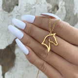 Stainless Steel Horse Necklace Hollow Animal Pendant For Woman Unisex Jewelry