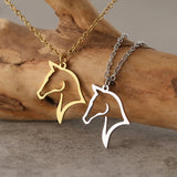 Stainless Steel Horse Necklace Hollow Animal Pendant For Woman Unisex Jewelry