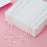 925 Sterling Silver Charm Double Chain Necklace for Women