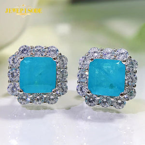 925 Silver Paraiba Tourmaline Ear Stud Earrings