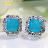 925 Silver Paraiba Tourmaline Ear Stud Earrings